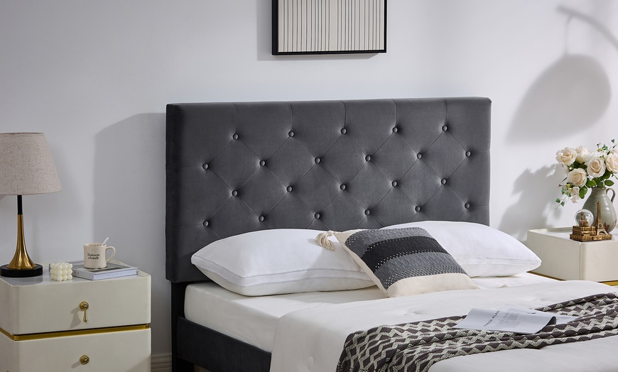 Image 8: Ottoman Storage Bed Frame with Tufted Headboard