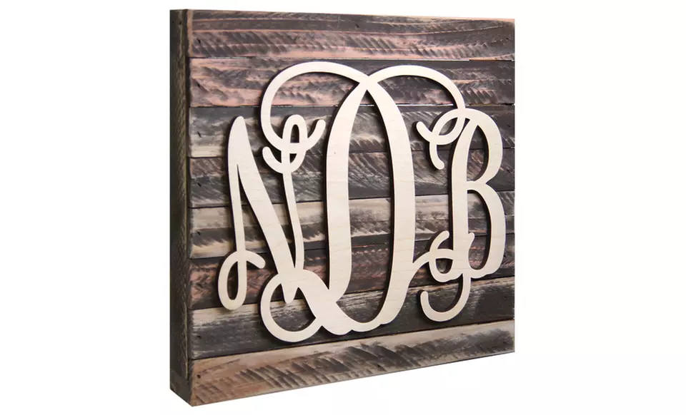 Natural or Painted Monogram Mounted on a 24"x24" Wooden Board from aMonogram Art (50% Off) - Primary Image