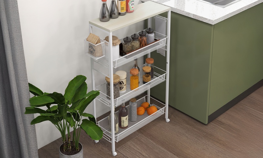Image 1: HOMCOM 3-Tier Kitchen Cart