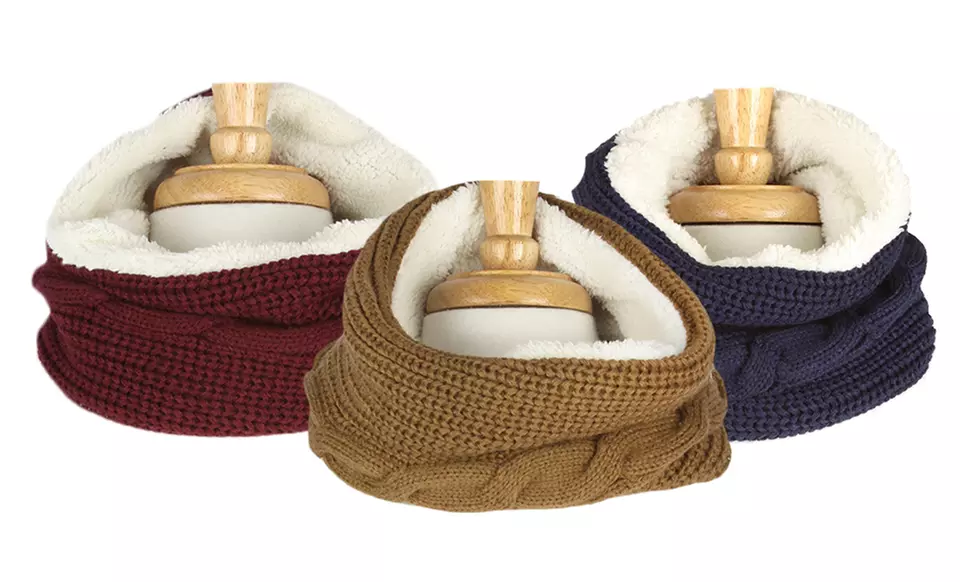 Knit Neck Warmer with Faux-Fur Lining - Primary Image