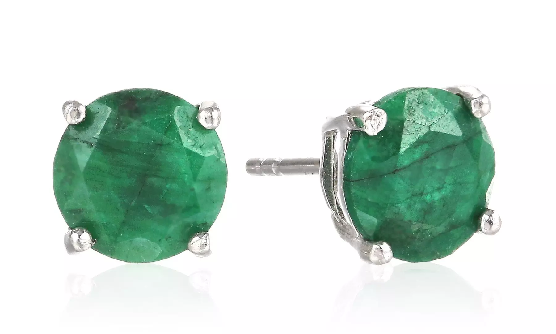 Genuine Emerald Gemstone Stud Earrings - Primary Image