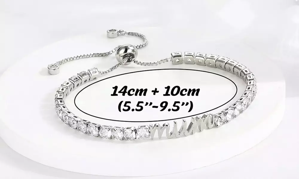 Cubic Zirconia Tennis Bracelet with Adjustable Chain Bracelet