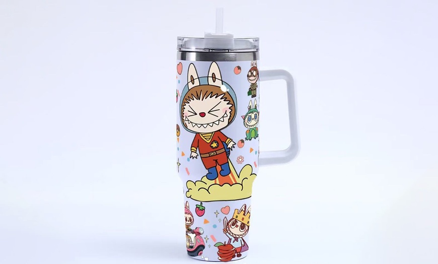 Image 5: 40oz Labubu-Design Stainless Steel Tumbler with Straw