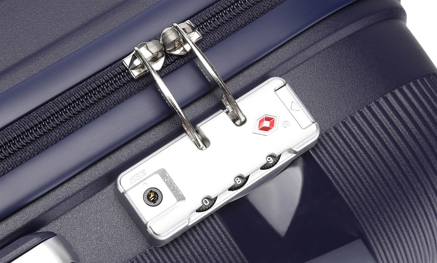 Image 17: One or Four pcs Navy PP Hard Shell Suitcase