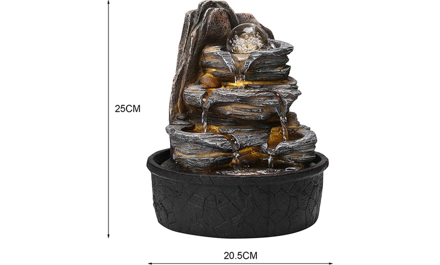 Image 9: Tiered Rock Cascading Tabletop Water Fountain with LED Crystal Ball