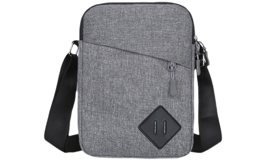 Image 23: Men's Oxford Crossbody Shoulder Bag with Adjustable Strap