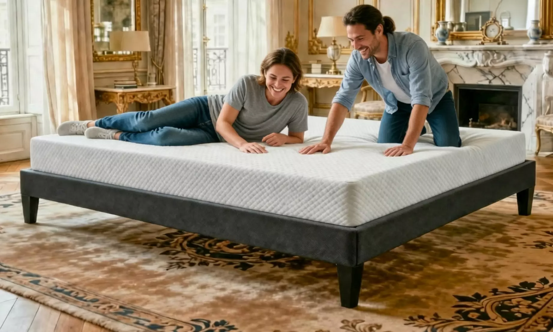 Bettgestell ANTHRA opt. mit Matratze