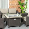 Image 1: Outsunny 5-Piece Rattan-Effect Furniture Set with Gas Fire Pit Table