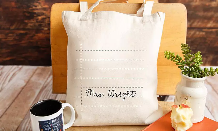 One, Two, or Three Personalized Teacher Canvas Totes Bags from Qualtry (Up to 71% Off) - Second Medium
