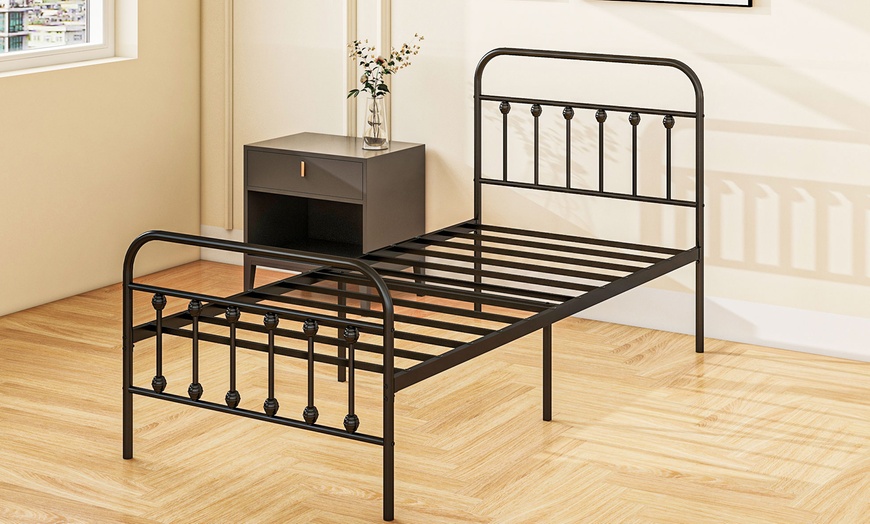 Image 13: HomCom Metal Bed Frames in Various Sizes and Colours