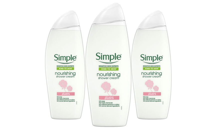 Image 5: Simple Kind to Skin Nourishing Shower Gel Three-Pack