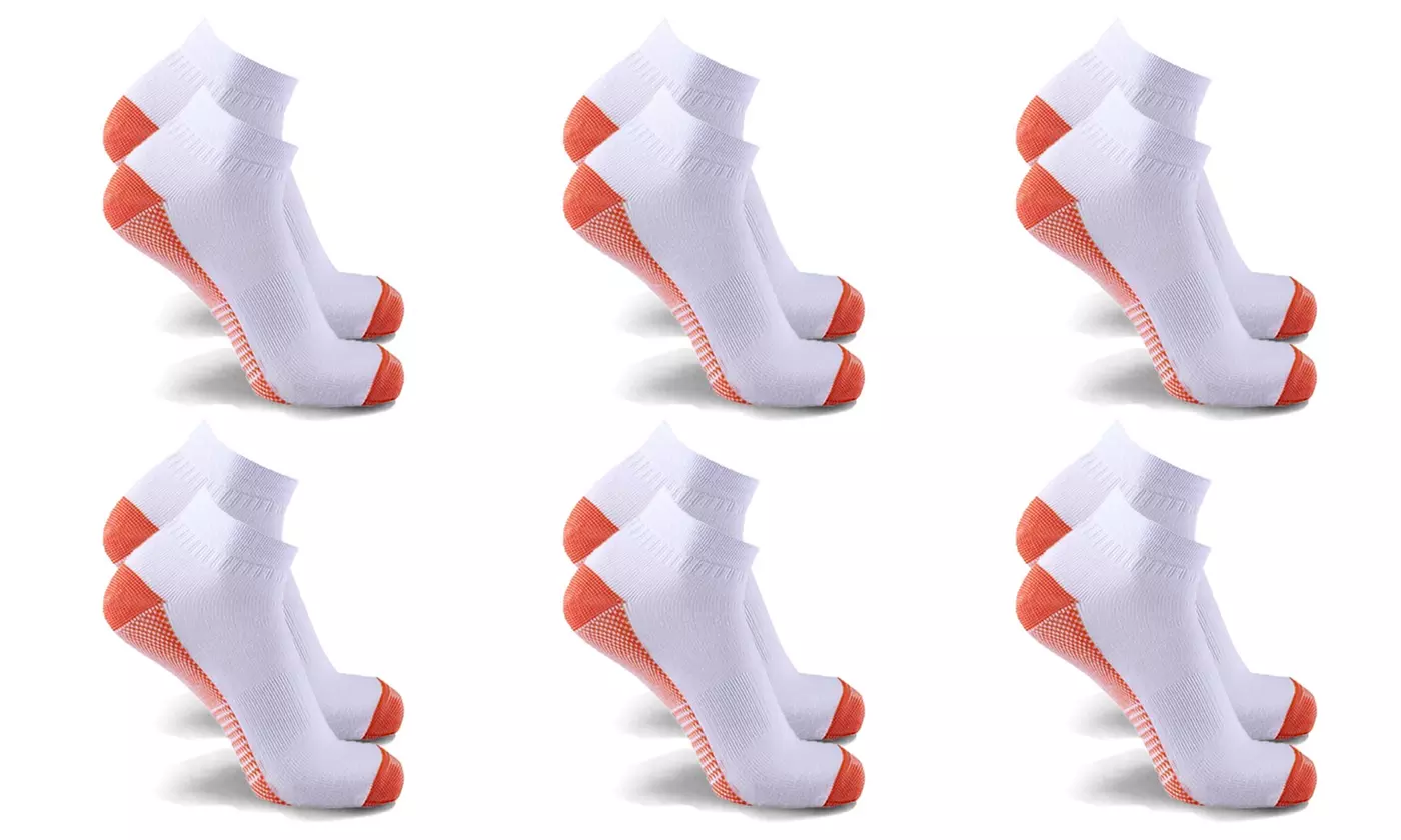 Copper-Infused Compression Ankle Length Socks (3- or 6-Pairs)