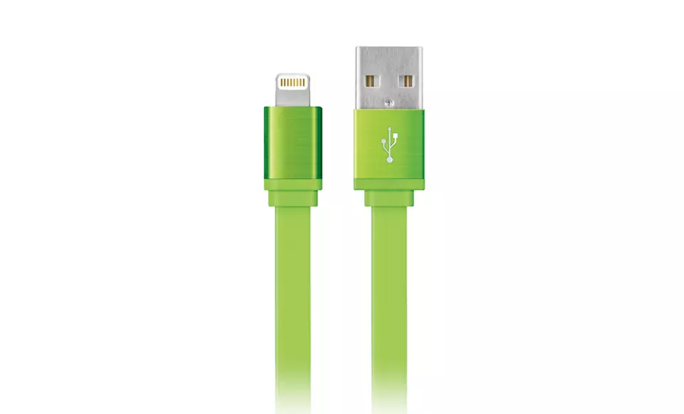 Merkury Innovations Apple-Certified 6 Ft. Flat Lightning Charge/Sync Cable in Blue, Green, or White. Free Returns. - Second Medium