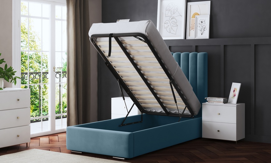 Image 24: Evangeline Panel Bed with Optional Ottoman Gas Lift Storage