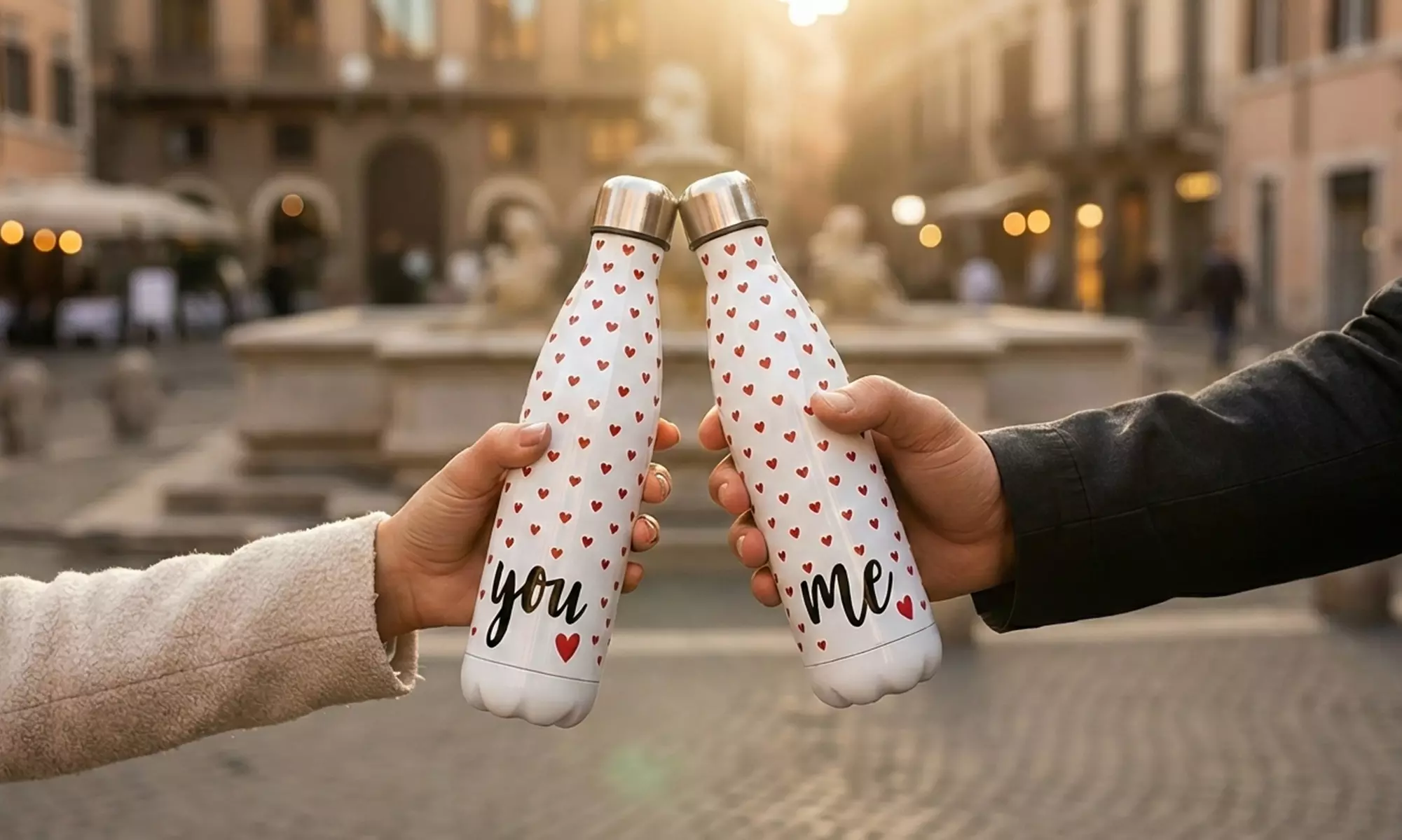 Set di 2 borracce termiche You & Me con design a cuore