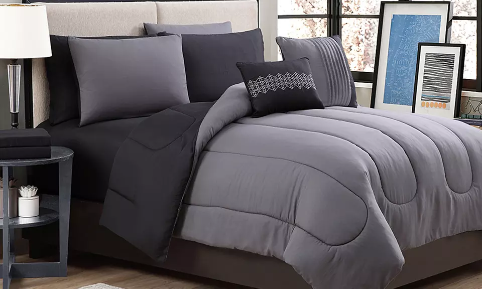 Reversible Comforter Set with Printed Sheets (9-Piece)  - Primary Image