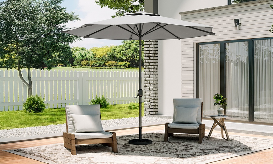 Image 3: Outdoor Large 3M Rotating Parasol with Multiple Base 