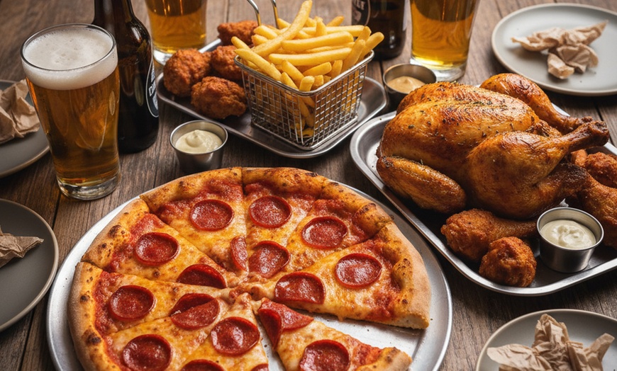 Image 2: Italian Chicken or Wood-Fired Pizza Feast with Entree & Beers