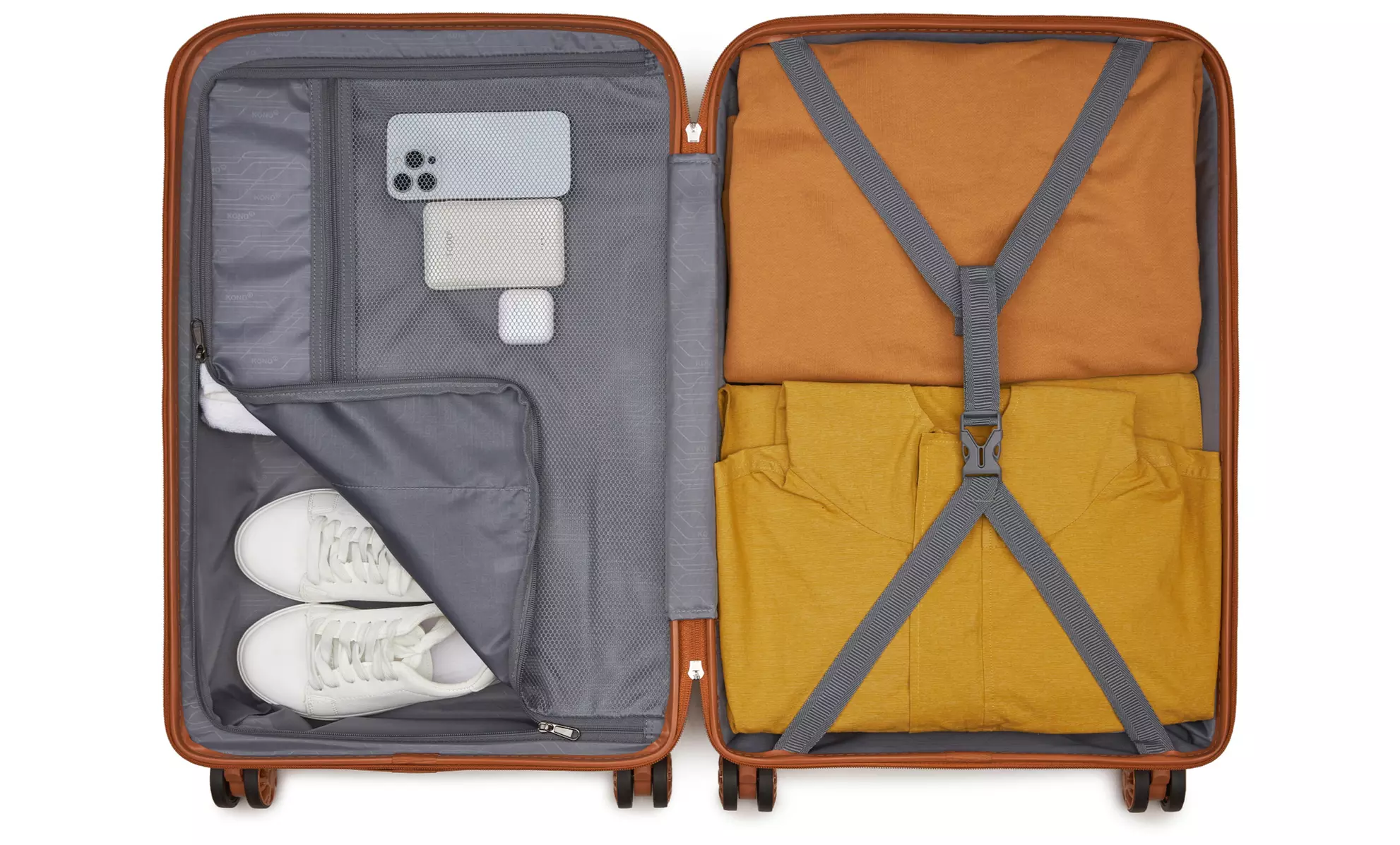 KONO One or Four Piece Colorful PP Hard Shell Suitcase With TSA Lock