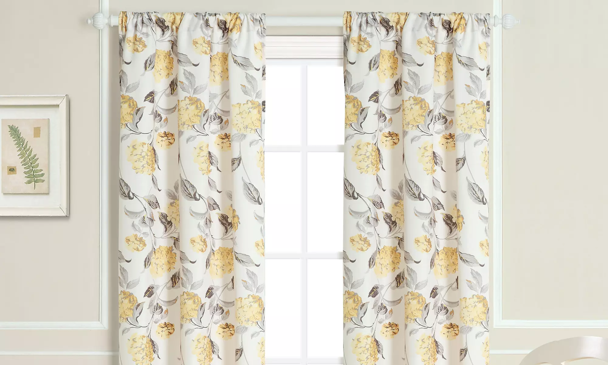 Laura Ashley Hydrangea Print 80"x86" Rod Pocket Panel Pair - Second Medium