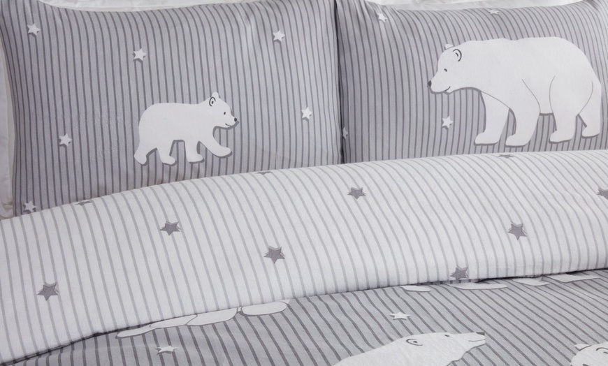 Image 2: Polar Bear Brushed Cotton Duvet Set