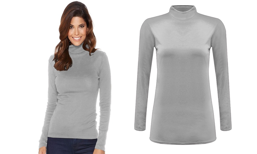 Image 12: Women's Polo Neck Jersey Tops