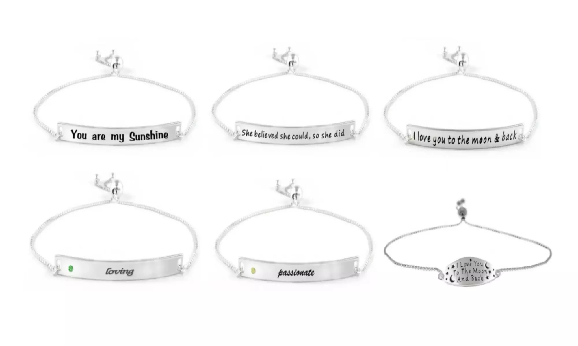 925 Sterling Silver Adjustable Bracelet With Love Engravings - Multiple Options