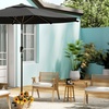 Image 29: Large 3m Black Rotating Outdoor Parasol with Multiple Base Styles