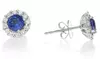 Paris Jewelry 10k White Gold Round Created Blue Sapphire Halo Stud Earrings