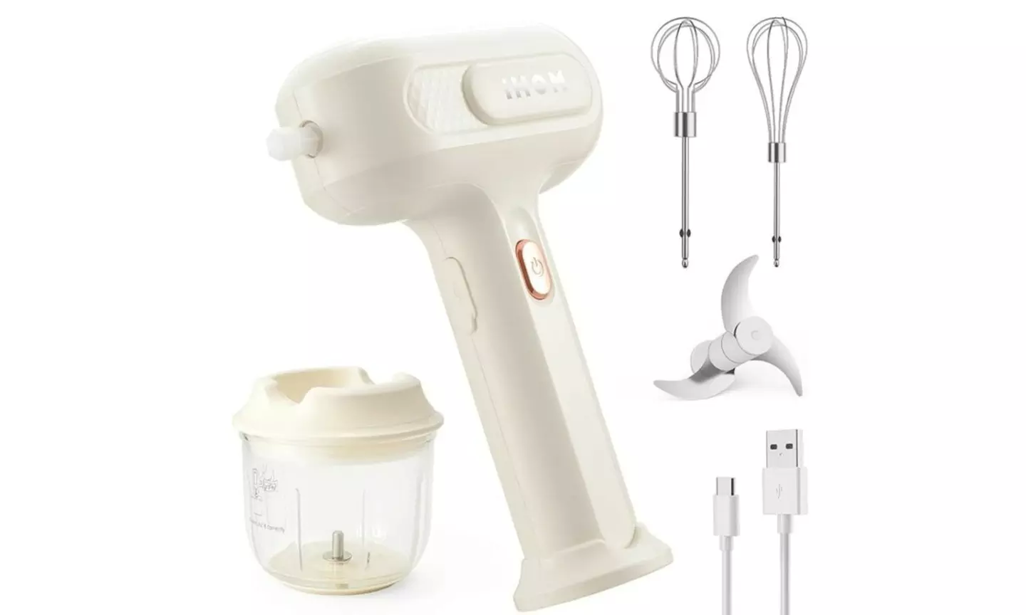 RACK TO DOOR 3-in-1 Hand Mixer Electric 3-Speed with Garlic Chopper