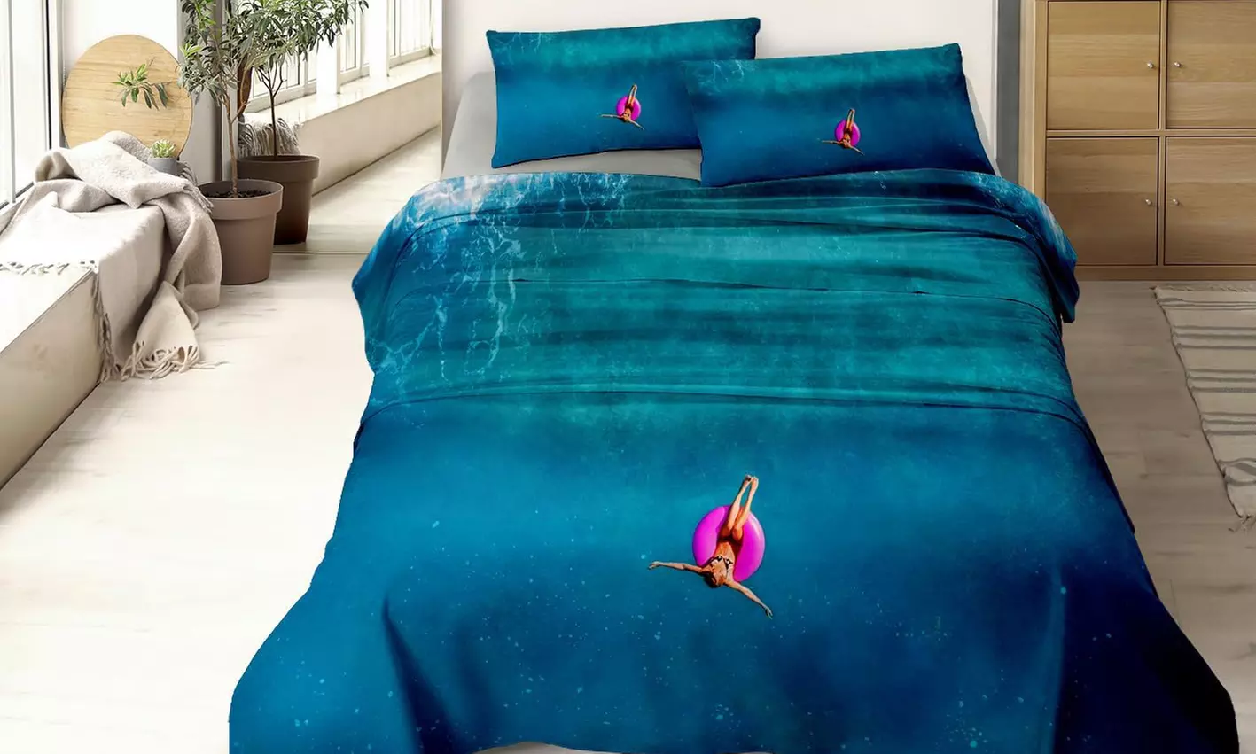 Completo lenzuola in cotone con stampa digitale