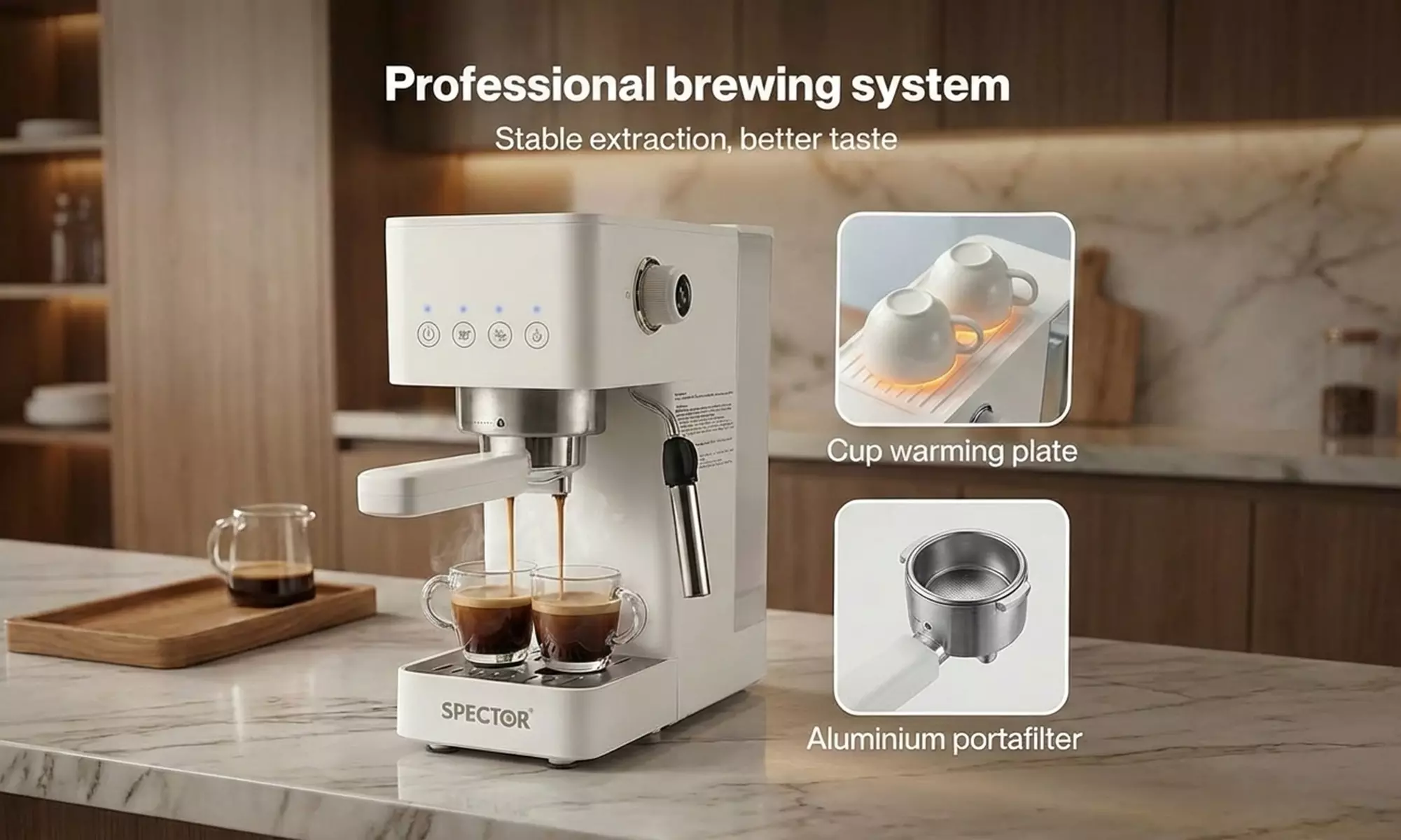 Spector Espresso Machine Series – 20-Bar Coffee Maker with Steam Wand