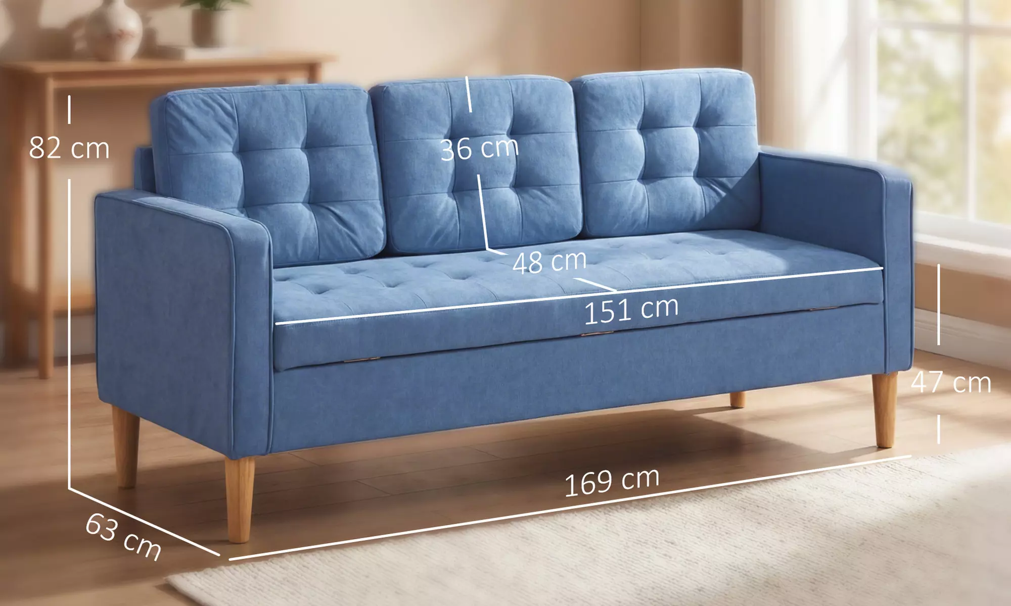 Homcom Three Seater Storage Sofa