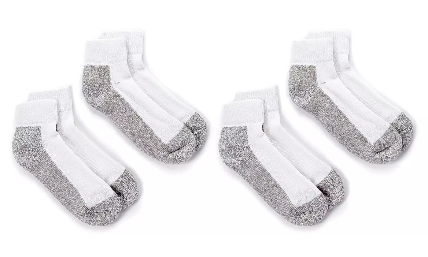 Men’s Regular White and Grey Double-Cushion Socks (4 Pairs) - Primary Image