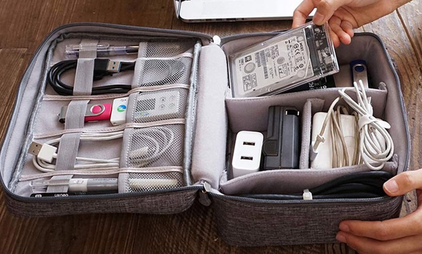 Image 5: Electronic Cord Organizer Cable Bag Travel Digital Cord Case Pouch Waterproof