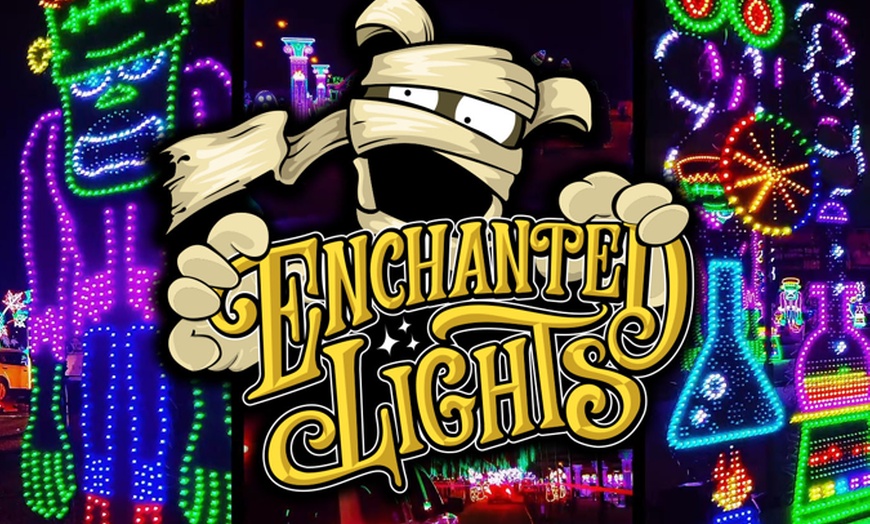 Image 1: Enchanted Lights: A Mile-Long Halloween Themed Drive-Thru Light Show
