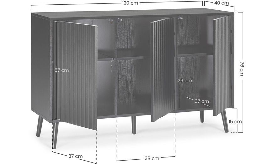 Image 24: Aparador Lluvia de 3 puertas con diseño acanalado de VS Venta-stock
