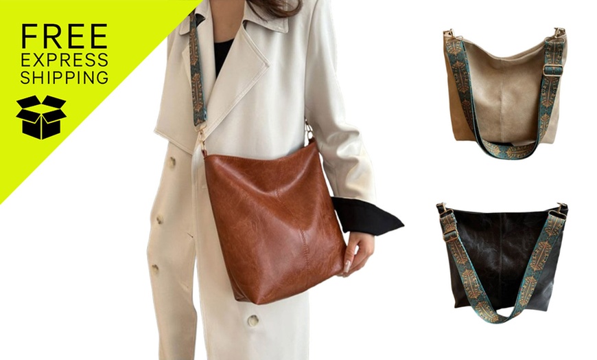 Image 1: PU Leather Shoulder Sling Bag