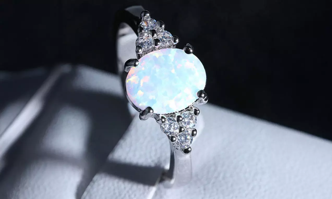 Fire Oval Opal Cushion Cut Engagement Ring For Women Girls Birthday Gift