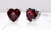 24k White Gold Plated 2 Cttw Garnet Heart Stud Earrings