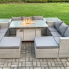 Image 1: Rattan Effect Garden Fire Pit Furniture Set
