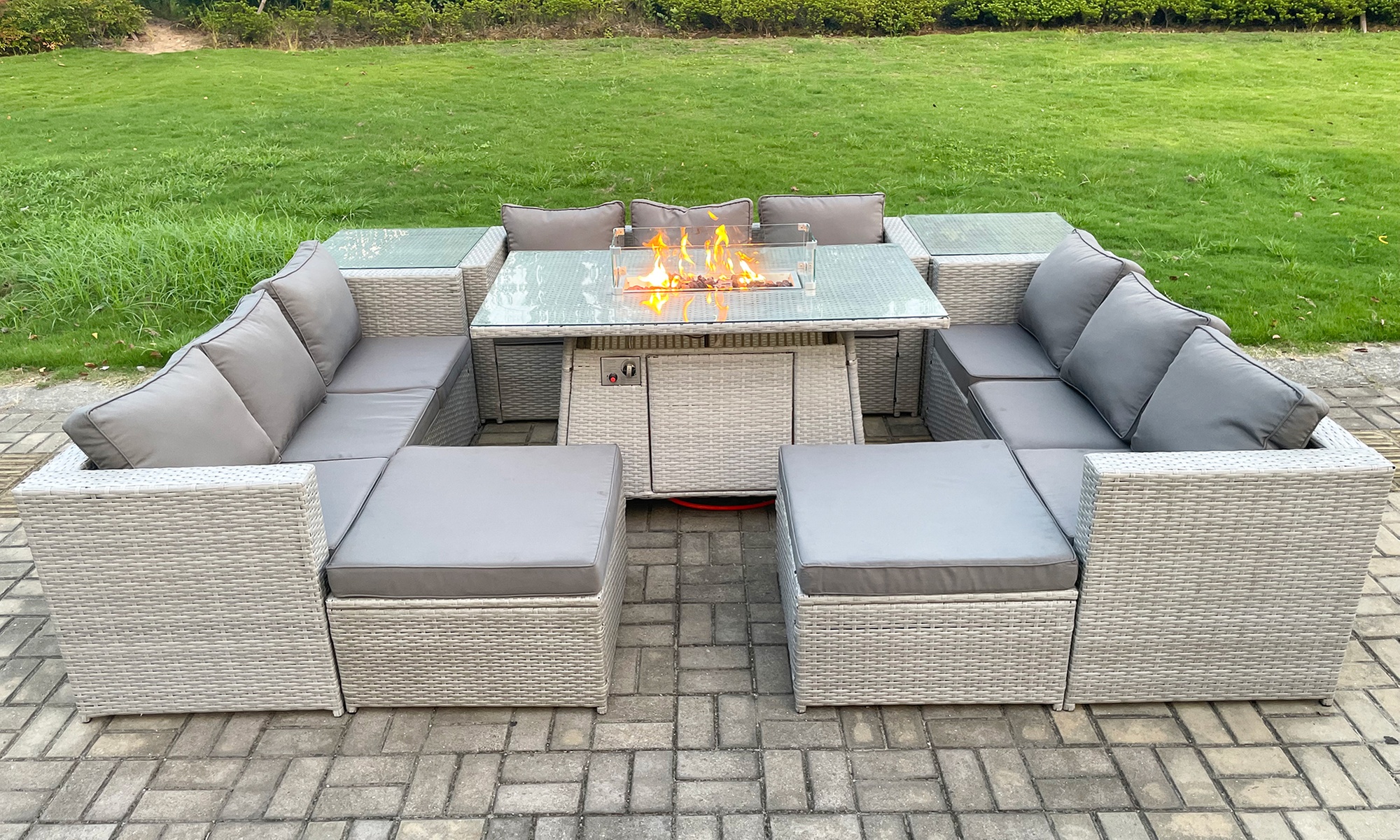 Rattan Effect Garden Fire Pit Furniture Set