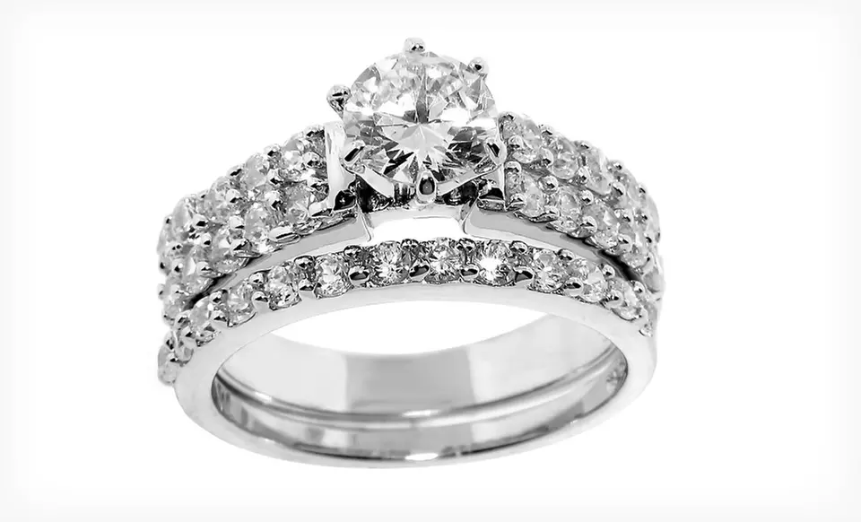 $22.99 for Two-Piece Sterling Silver Wedding Rings ($99.99 List Price). 11 Styles Available. Free Shipping and Returns. - Second Medium