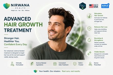 30-Day Supply of Advanced Hair Growth Supplement (Capsule): Doctor-Prescribed & Delivered - Nirwana Health