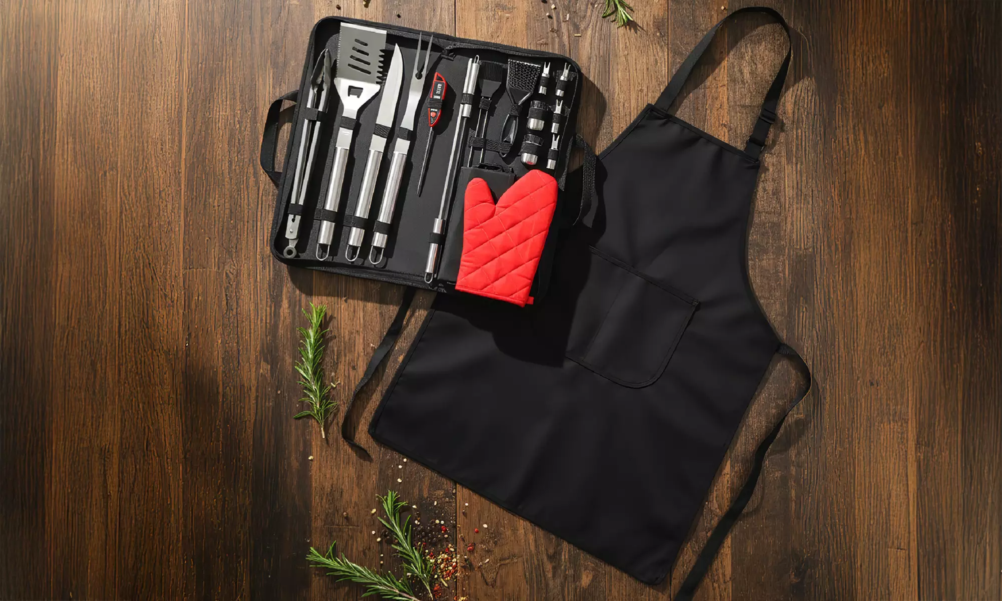 Set accessori BBQ professionali in acciaio inox