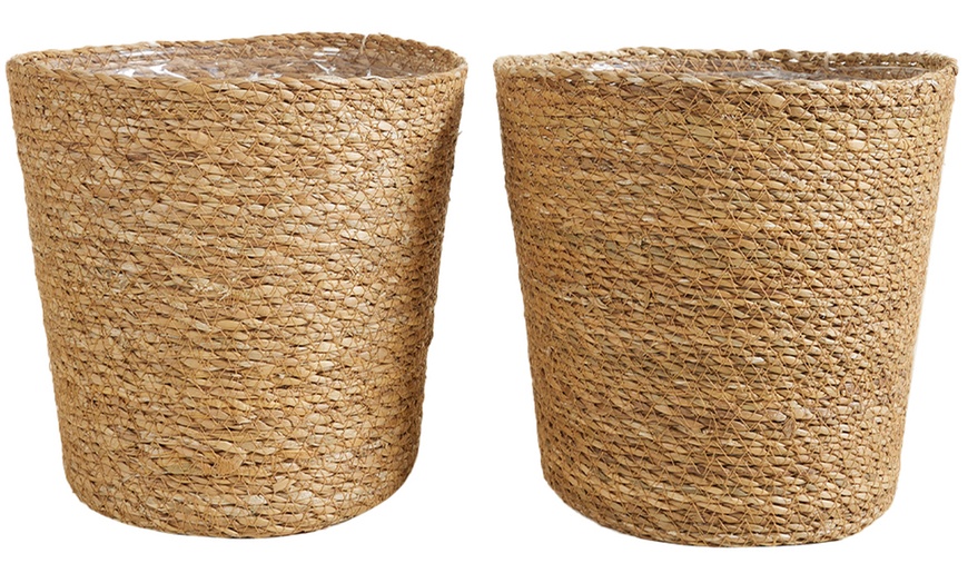 Image 4: Set van 2 natuurlijke plantenmanden