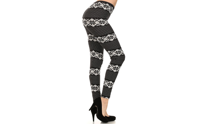 Image 4: Patterned Fleece Lined Leggings
