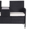 Image 2: Outsunny Two-Seater Rattan-Effect Chair with Integrated Table, Black