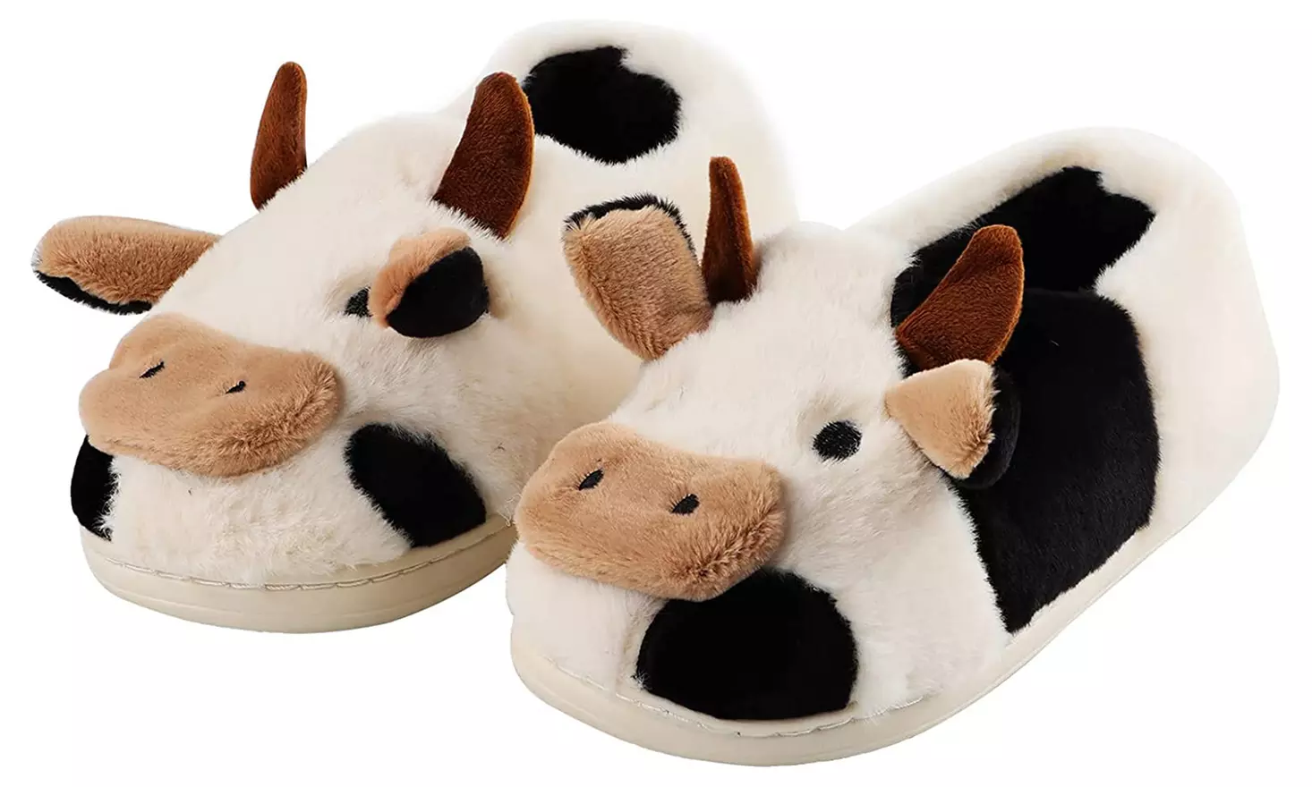 Winter Warm Cozy Fuzzy Plush Cartoon Cotton Cute Cow Indoor Outdoor Slippers