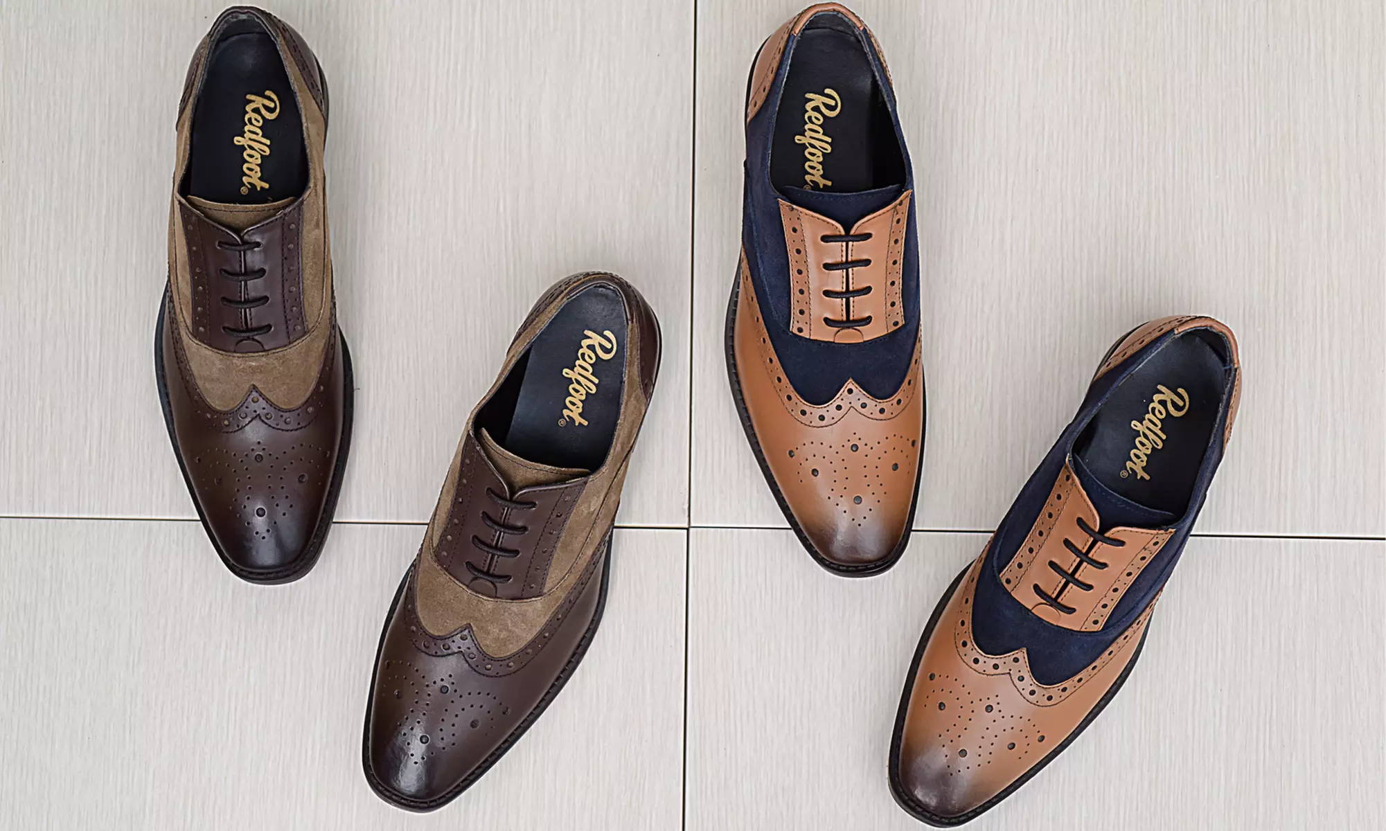 Derbies anglaises bi-matières en cuir Redfoot - Primary Image